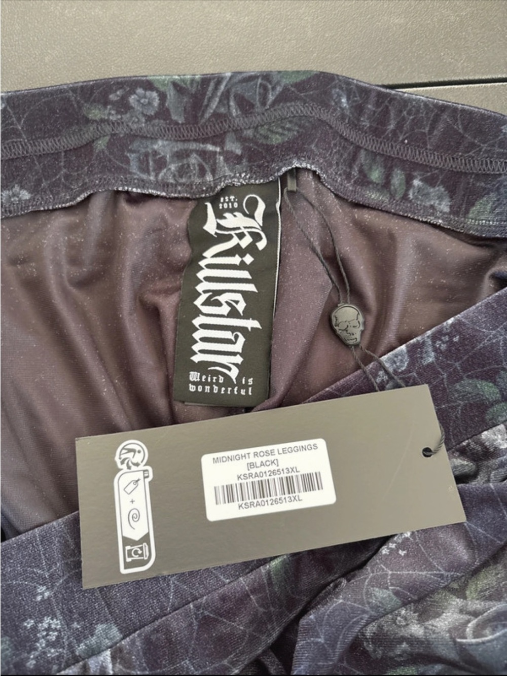 #KS310 - NWT - Killstar Velour Midnight Rose Leggings - 4XL - Picture 3 of 5